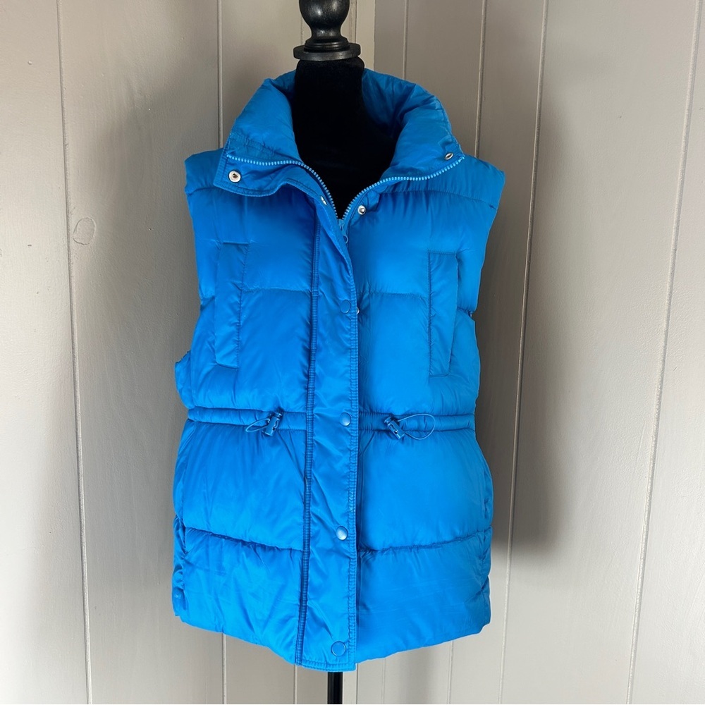 Love Tree Blue Puffer Vest With Cinch Waist Size Large